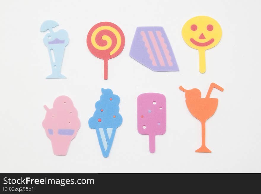 The different colorful dessert icon on the white background