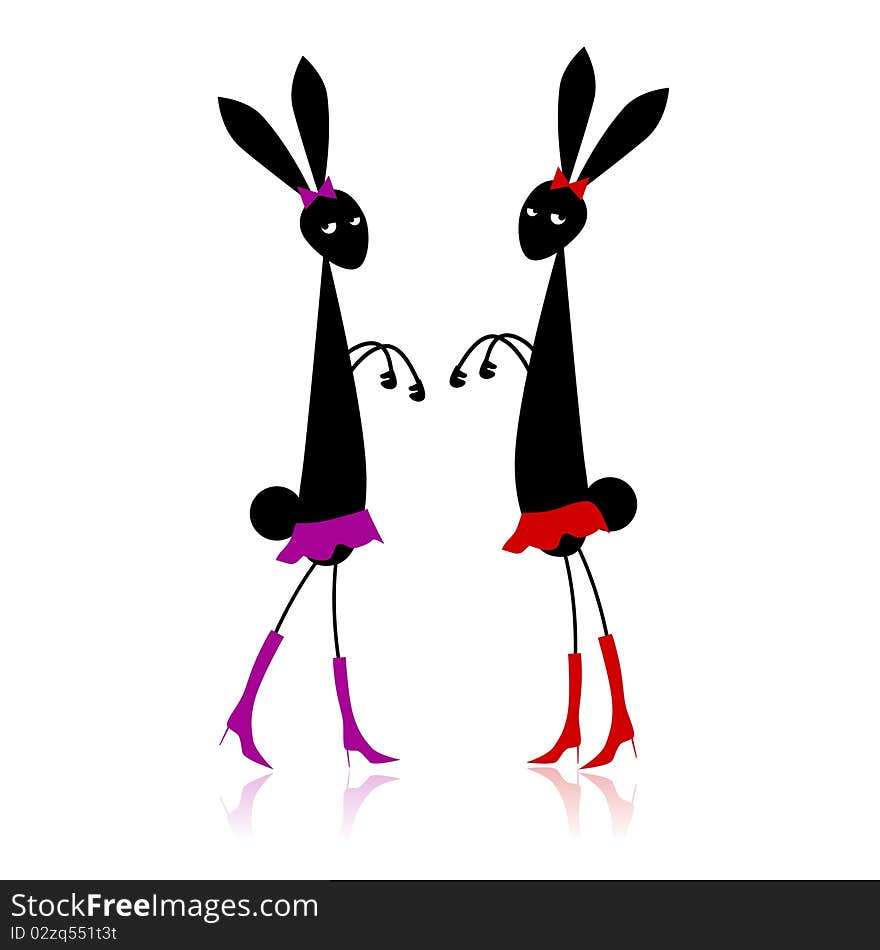 Two fashion rabbits for your design, illustration