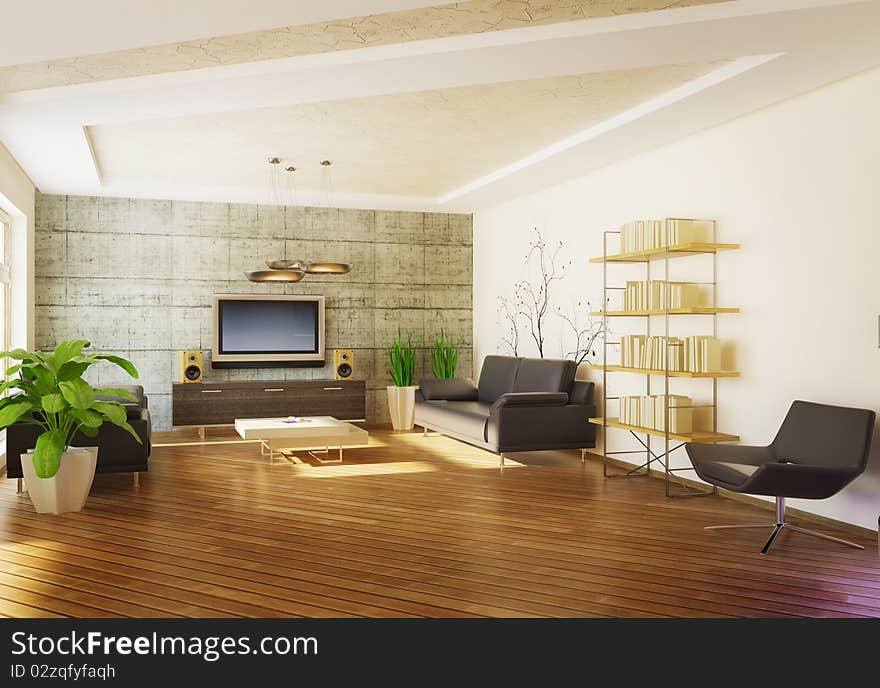 Modern interior room with nice furniture inside