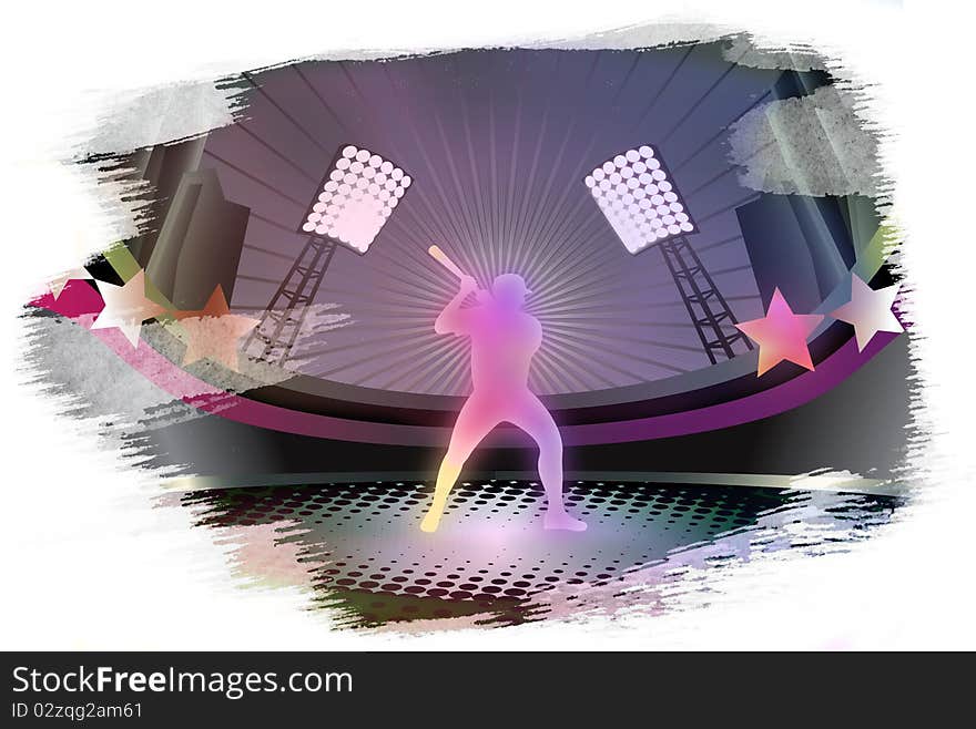 Baseball grunge background with player silhouette. Baseball grunge background with player silhouette.