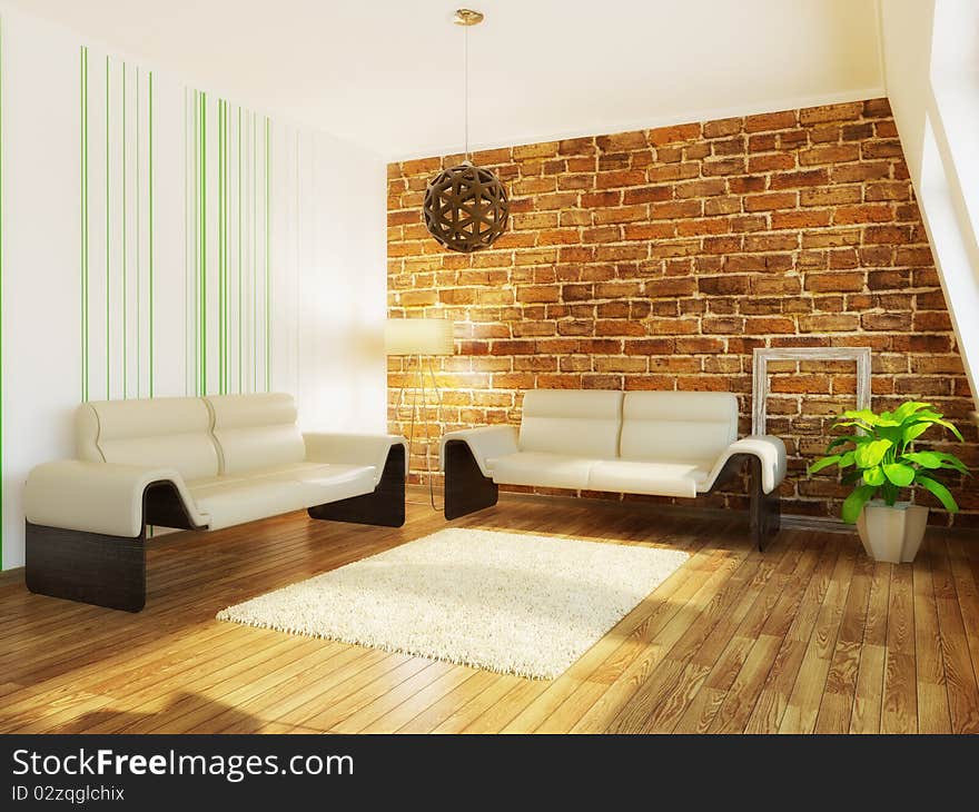 Modern interior room with nice furniture inside