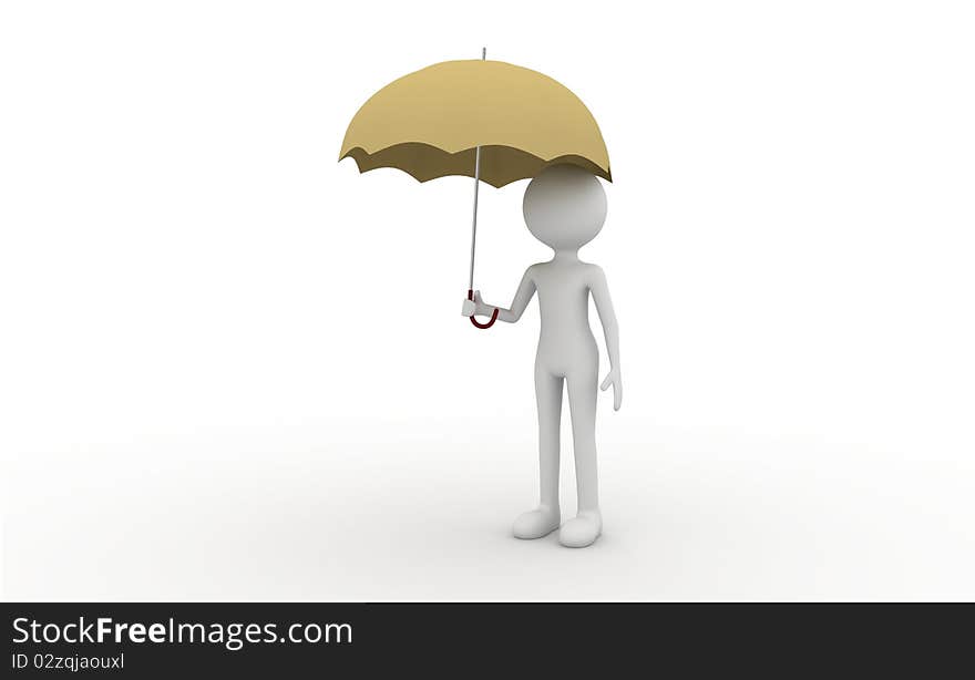 A man holding a large yellow umbrella