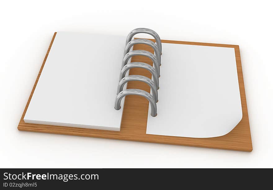 A blank of wood placed in the notebook on the table. A blank of wood placed in the notebook on the table