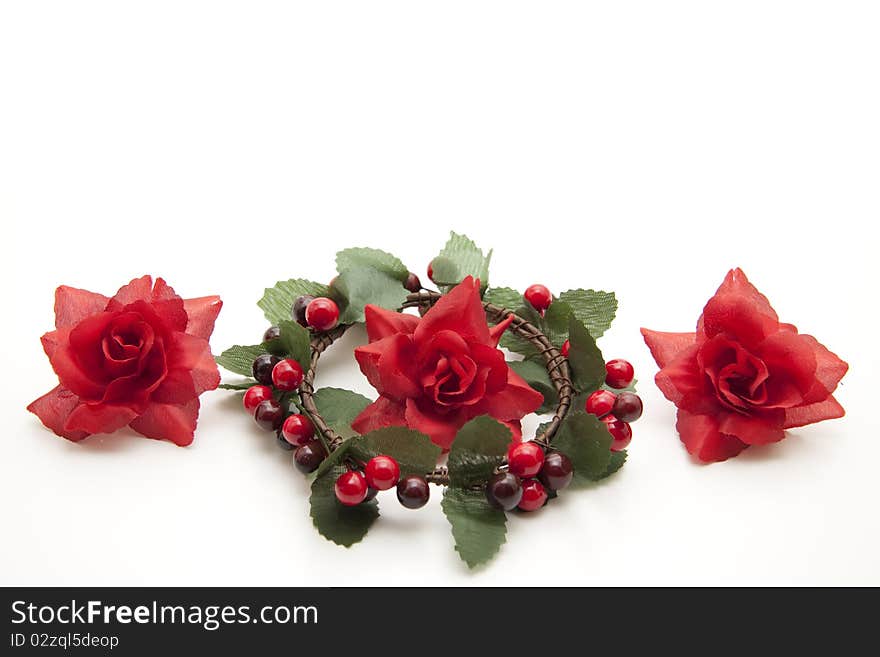 Red roses and wreath