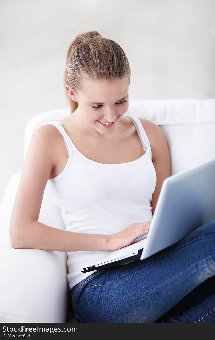 Young Girl With A Laptop