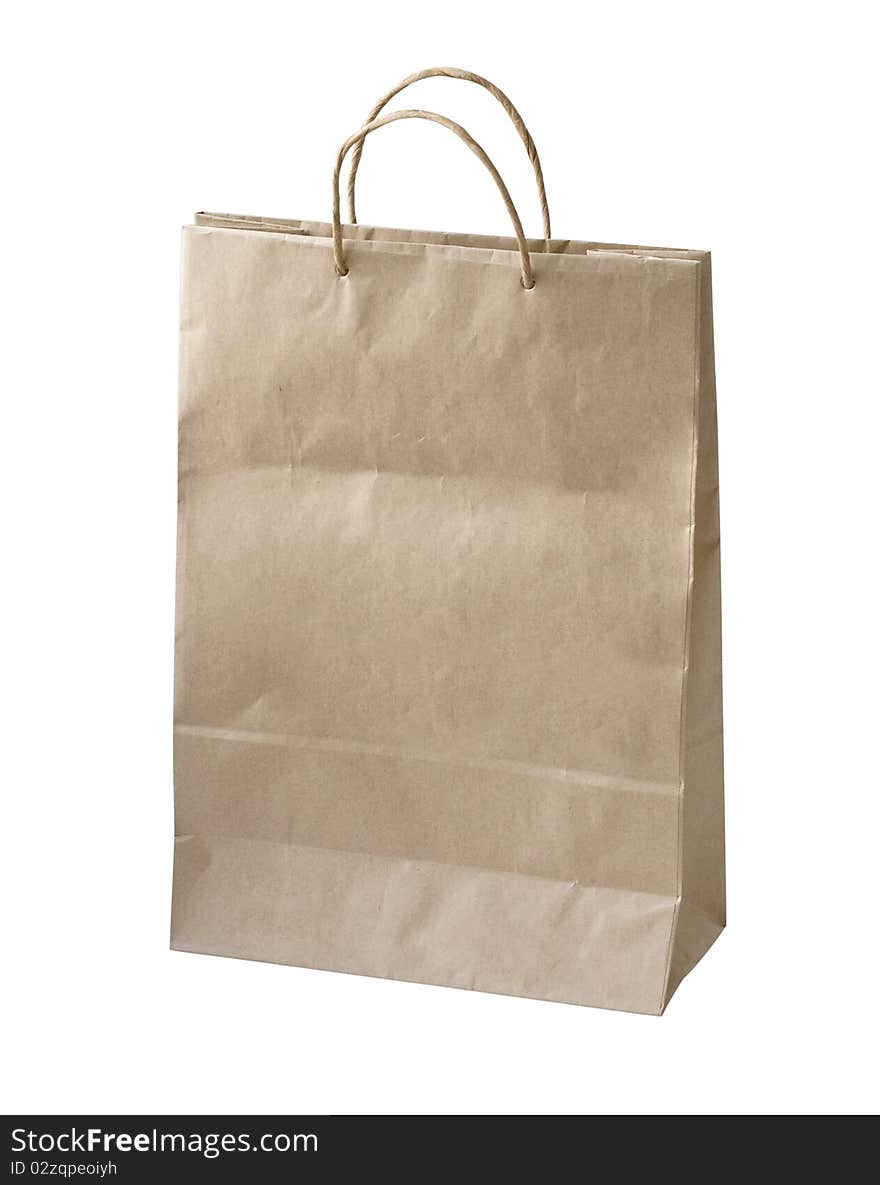 Shopping paper bag isolated on white