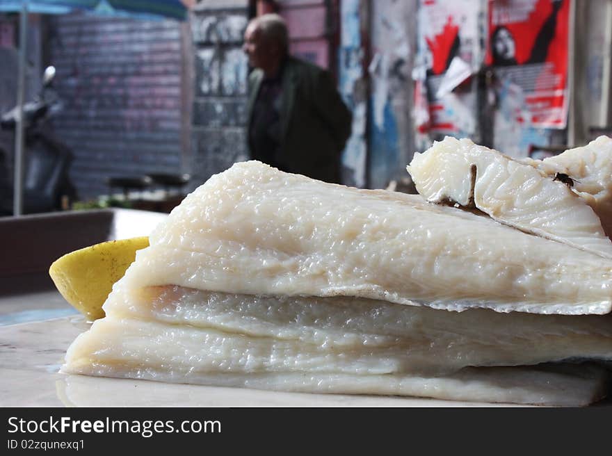 Standing fish in a market, palermo