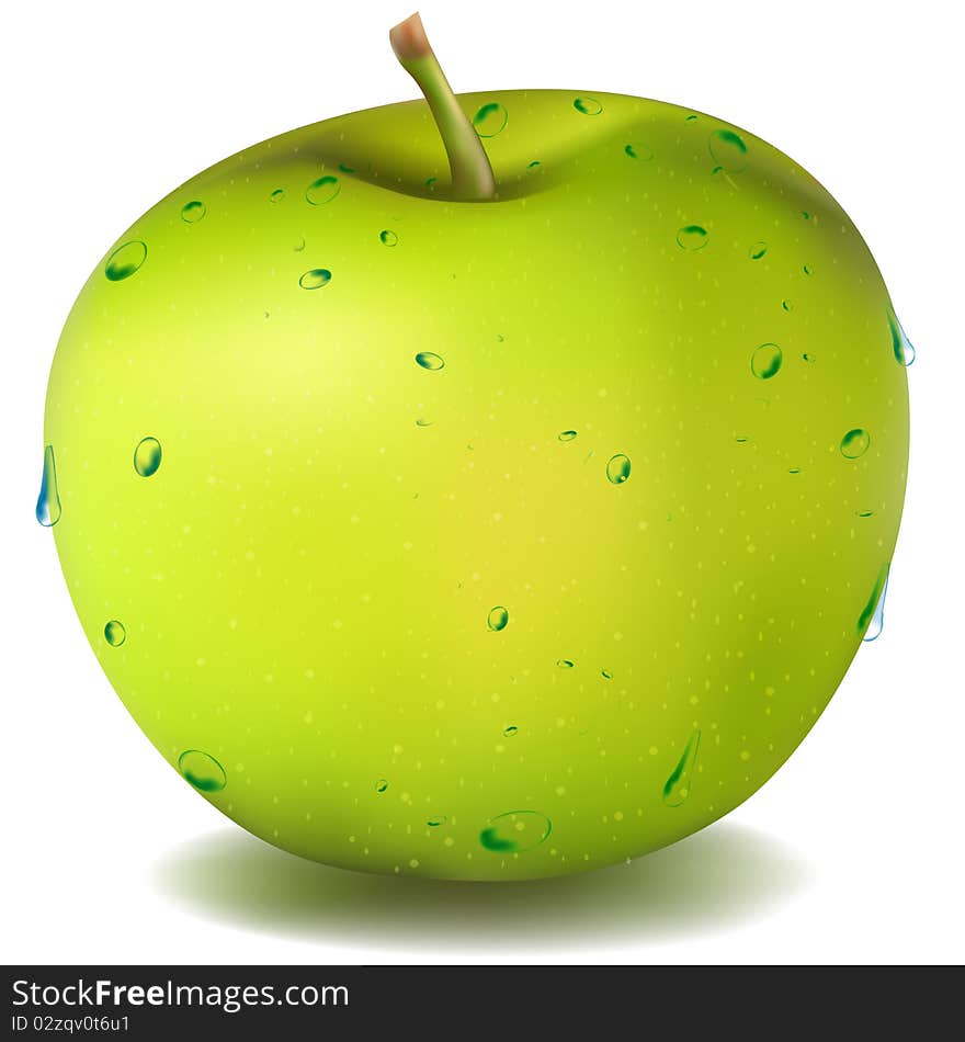 Illustration of fresh green apple on isolated background