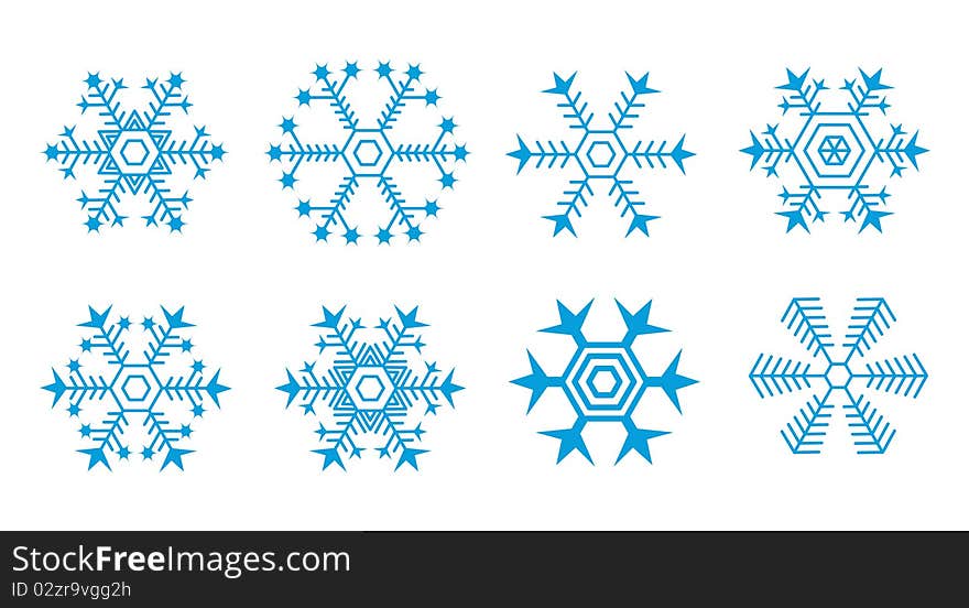 Collection of  blue snowflakes