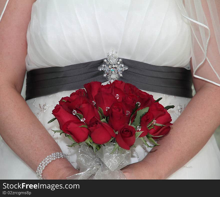 Bride holding bridal bouquet