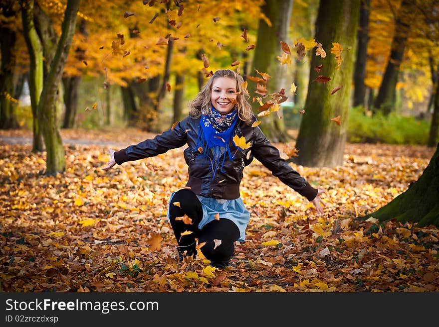 Girl In Autumn Park