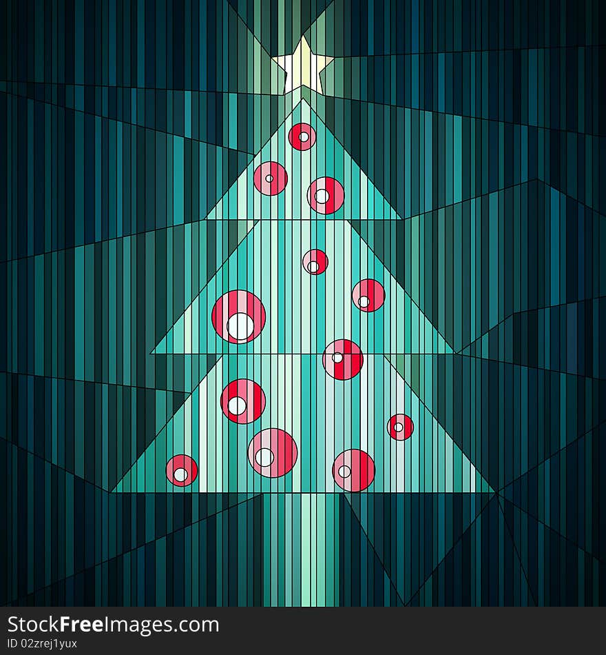 Christmas tree made of striped mosaic