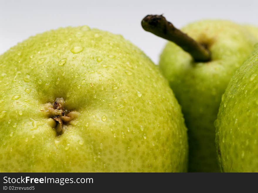 Detail of pears with the dew