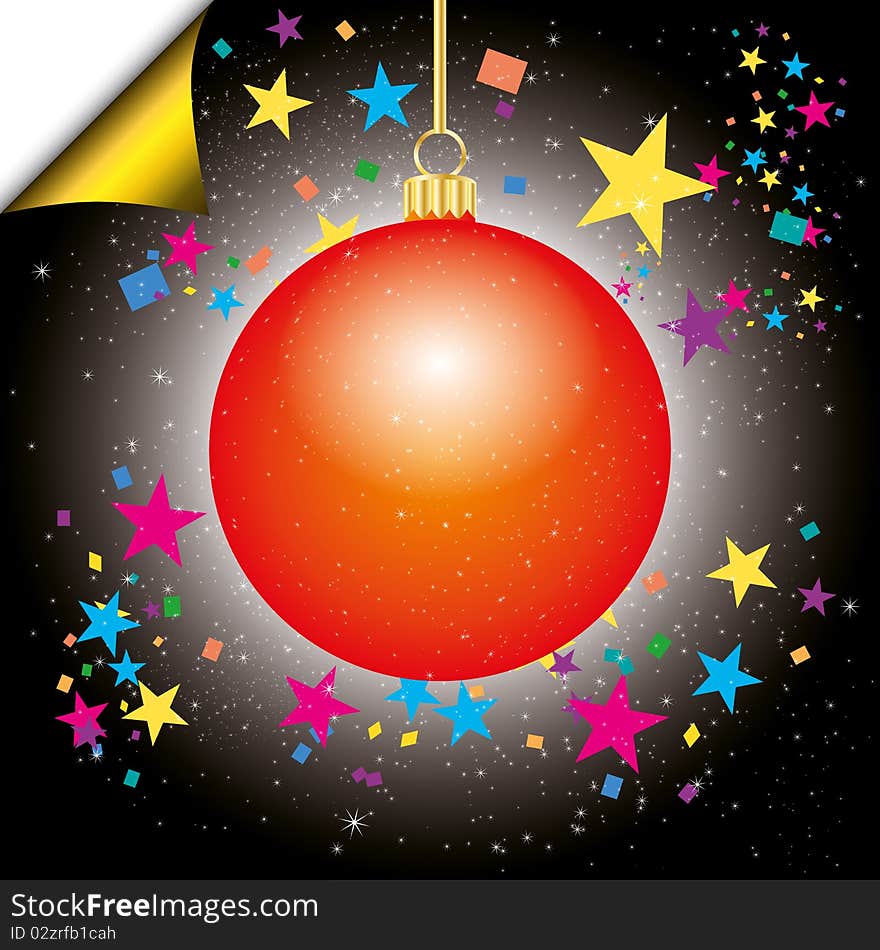 Christmas background with red bauble