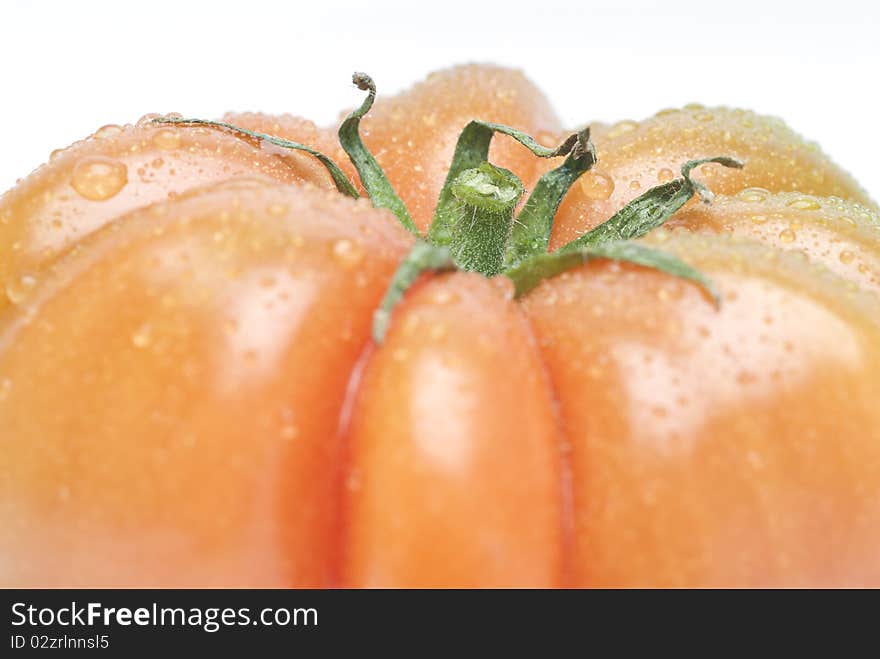 Close-up of tomato on white background