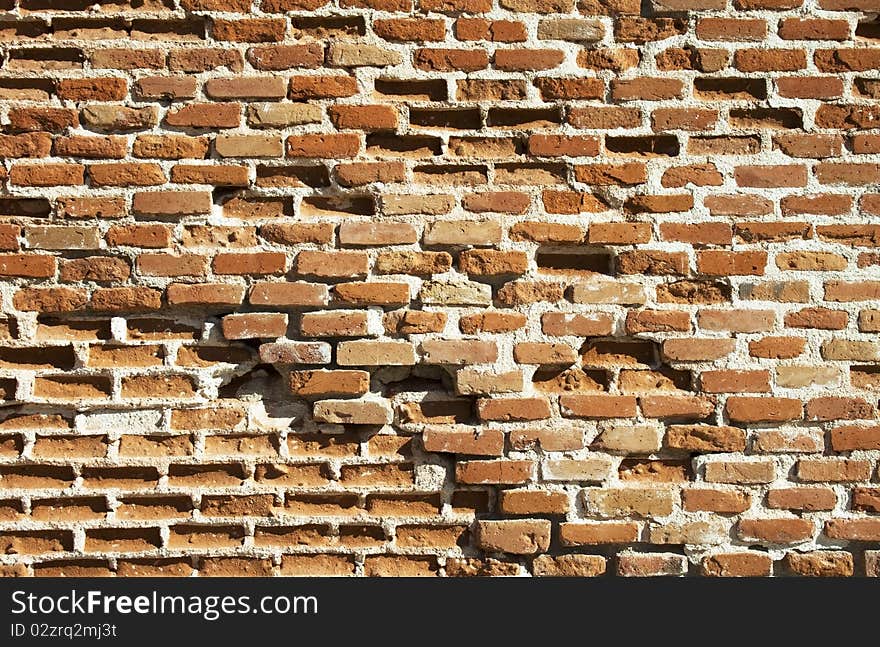 Old brick wall in the sunny day in Madrid. Old brick wall in the sunny day in Madrid