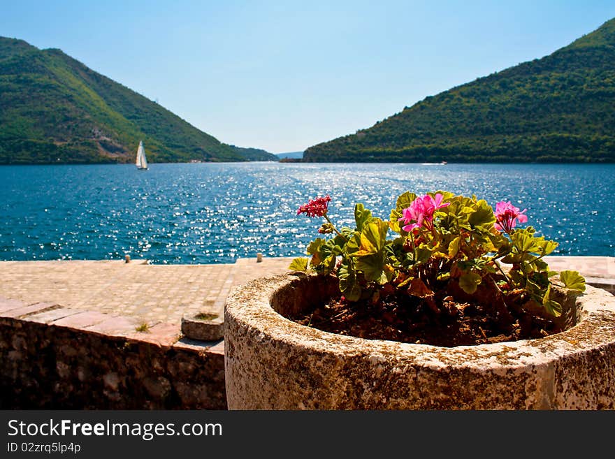 Perast, Montenegro, summer time. Shot was made from island (Our Lady of the Rock) on Kotor Bay. Perast, Montenegro, summer time. Shot was made from island (Our Lady of the Rock) on Kotor Bay