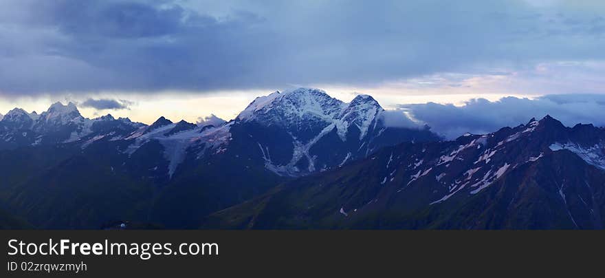 Dawning on array of the mountains. Natural composition