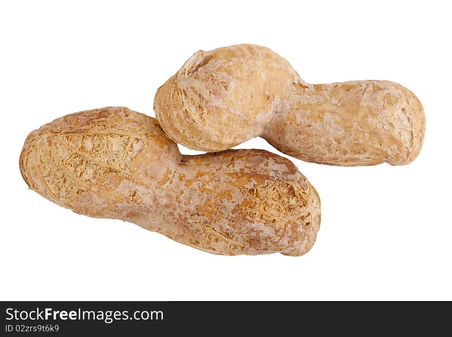 Shelled peanuts isolated on a white background.