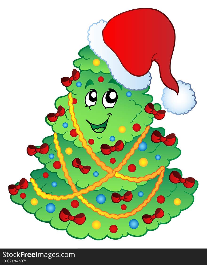 Decorated Christmas tree 2 - illustration.