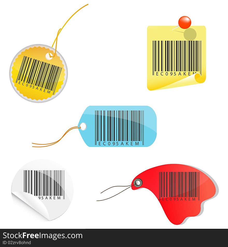 Illustration of tag of barcodes on white background. Illustration of tag of barcodes on white background