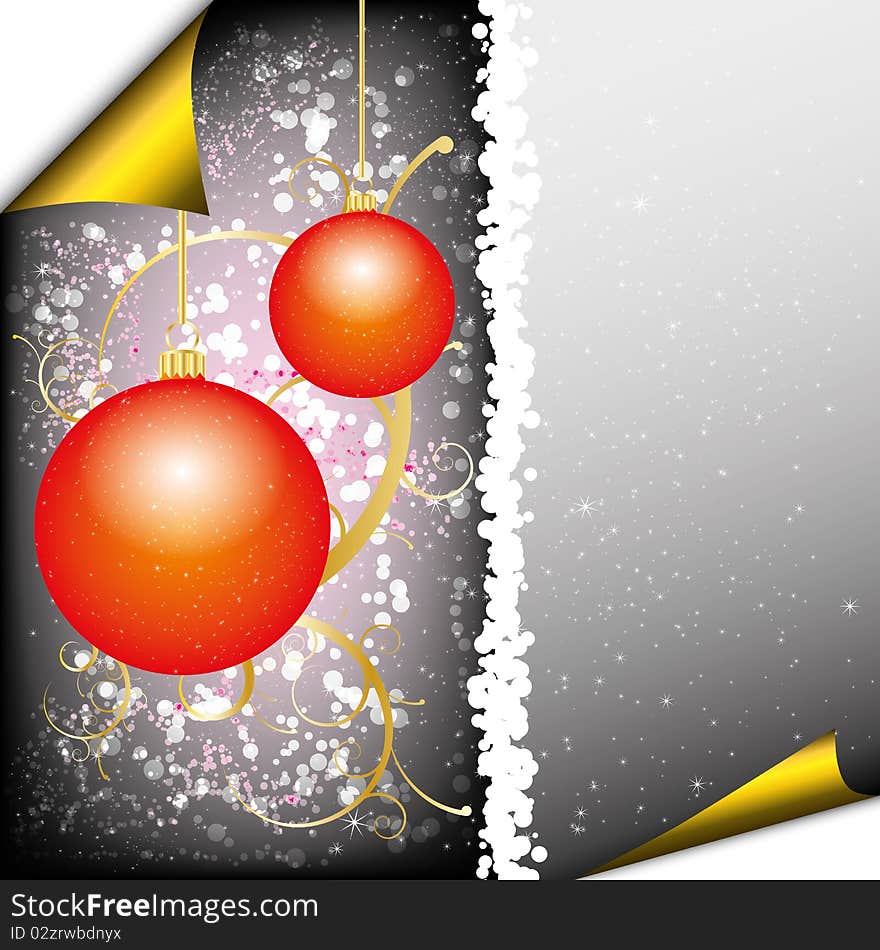 Christmas background with red baubles and copy space. Christmas background with red baubles and copy space