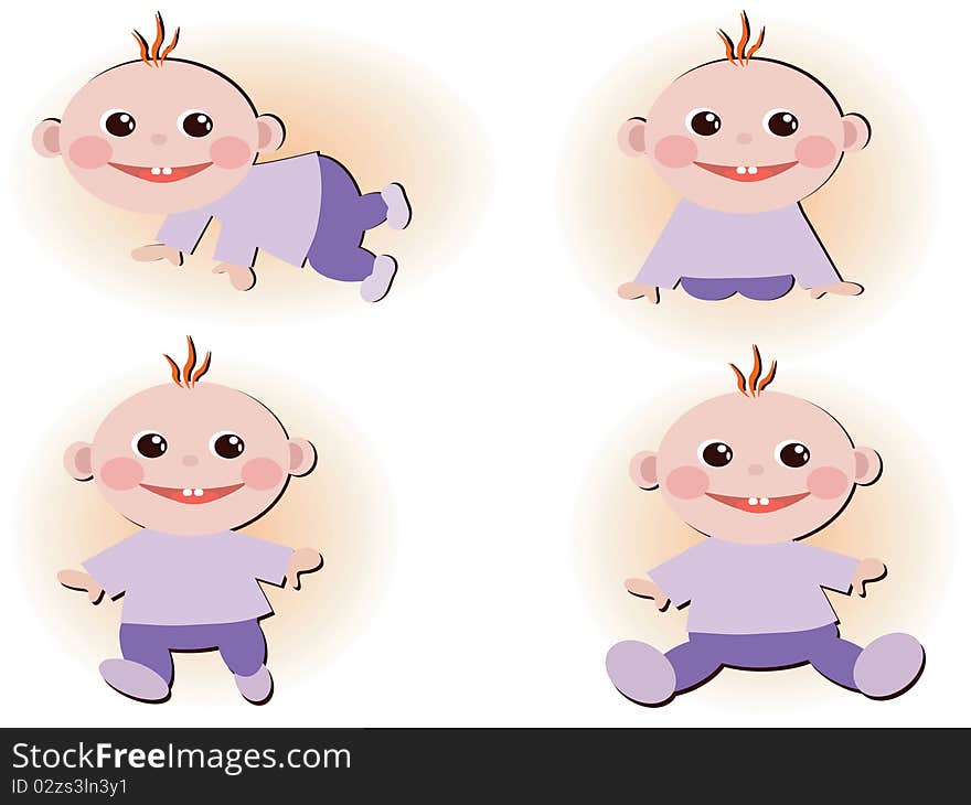 Set icons with funny baby boys. Set icons with funny baby boys.