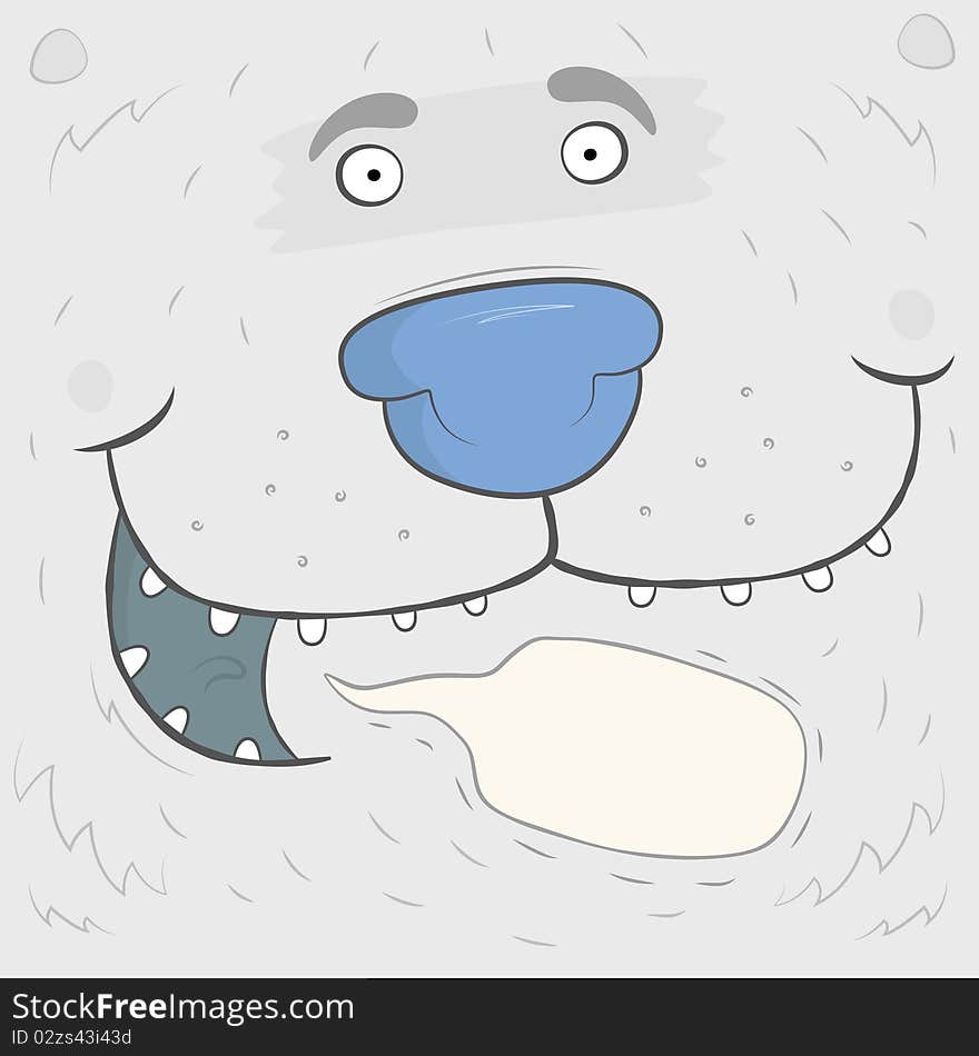 Funny cartoon illustration of a polar bear