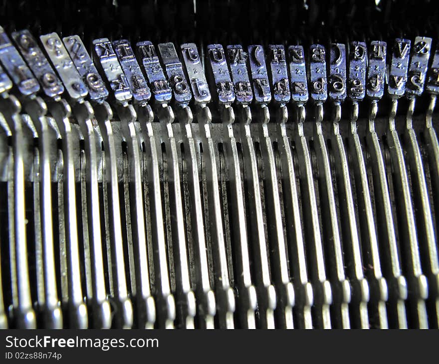 The keys of an old typewriter. The keys of an old typewriter