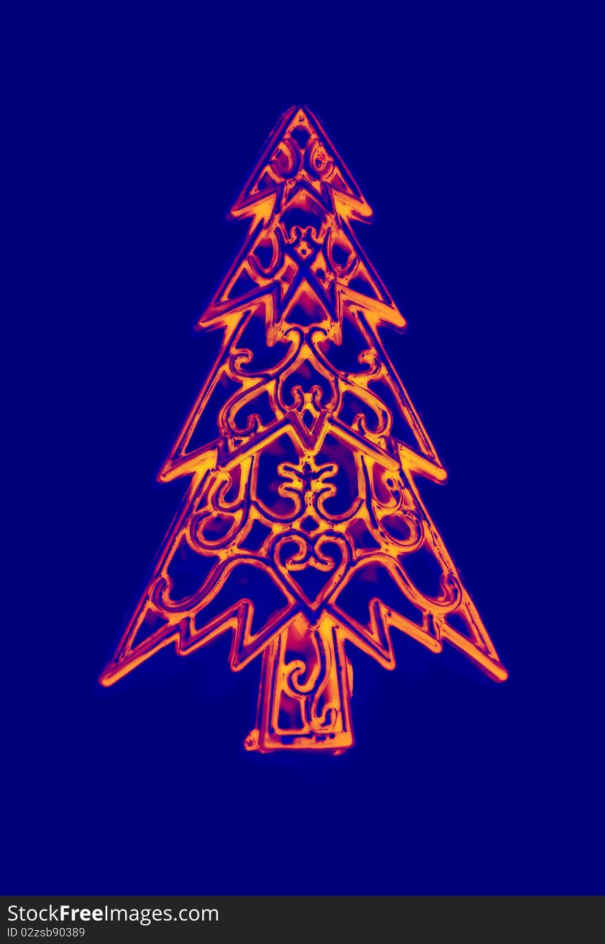 Christmas decorations isolated on blue background