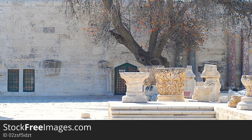 Panorama picture of ancient place with ruin of roman style antique in jerusalem , israel. Panorama picture of ancient place with ruin of roman style antique in jerusalem , israel