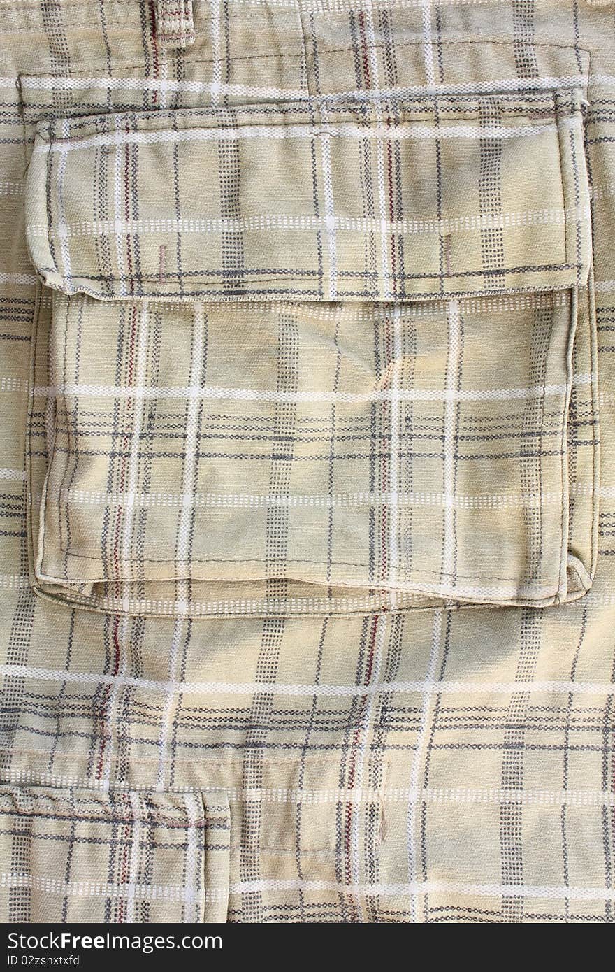 Close up of strip pattern military trousers.