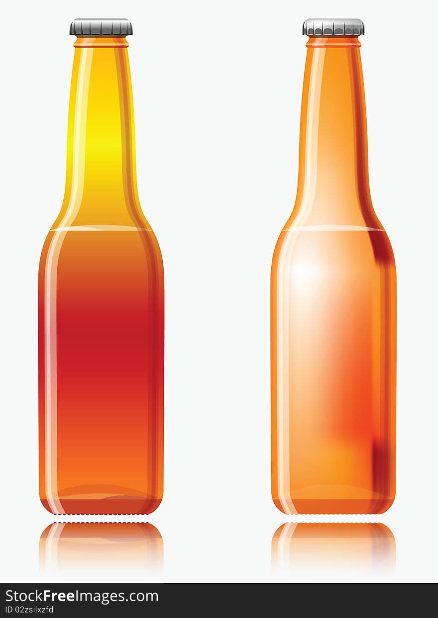 Beer bottles against white background, abstract vector art illustration