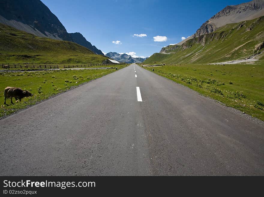 Mountain road in Switzerland Alps. Mountain road in Switzerland Alps