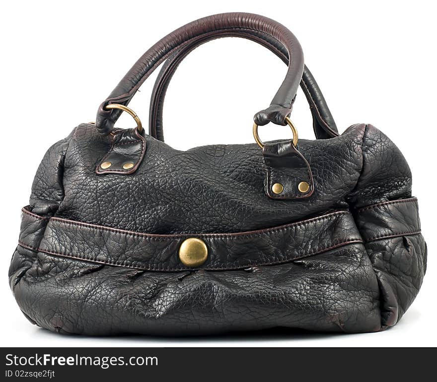 Studio shot of A Woman's Black Handbag Isolated On White Background. Studio shot of A Woman's Black Handbag Isolated On White Background