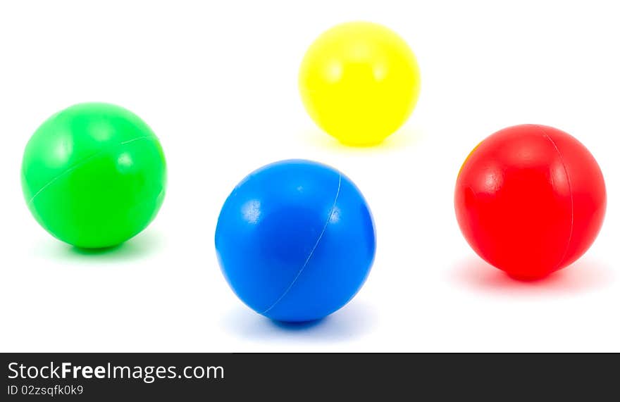 Studio shot of Coloured Balls on white background.