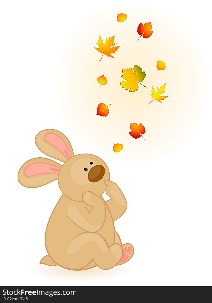 bunny with autumnal leaves