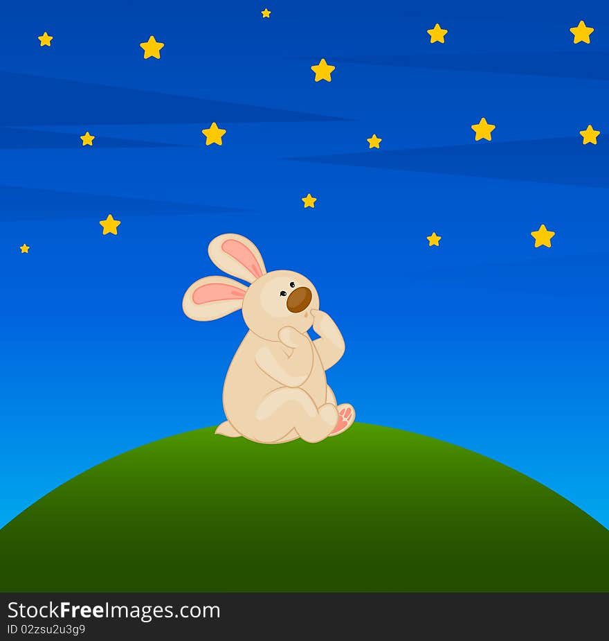 Cartoon little toy bunny illustration for a design