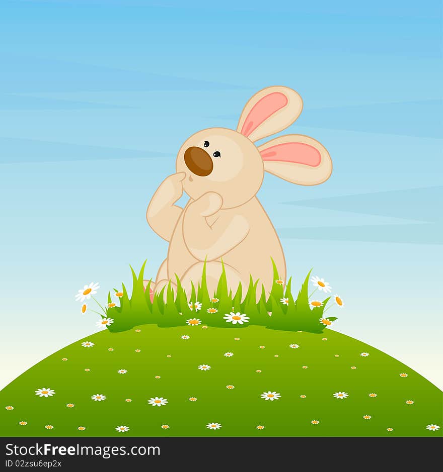 Cartoon little toy bunny illustration for a design