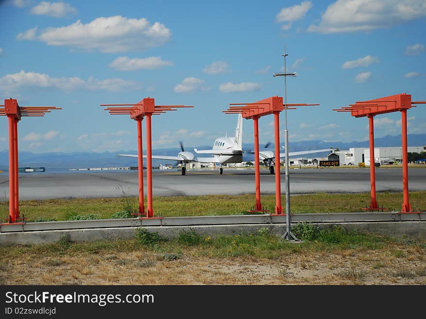 Bimotor plane ready to takeoff. Bimotor plane ready to takeoff