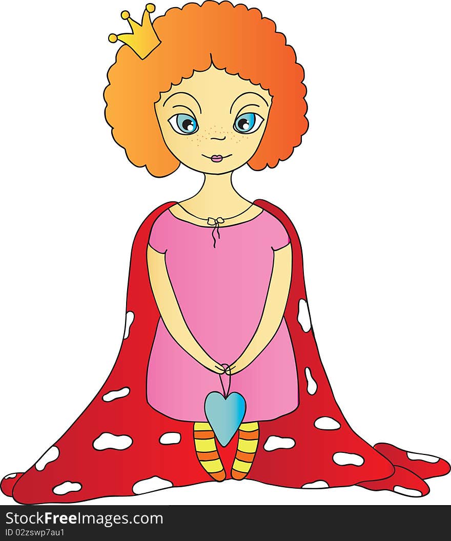 Little cute princess isolated illustration. Little cute princess isolated illustration