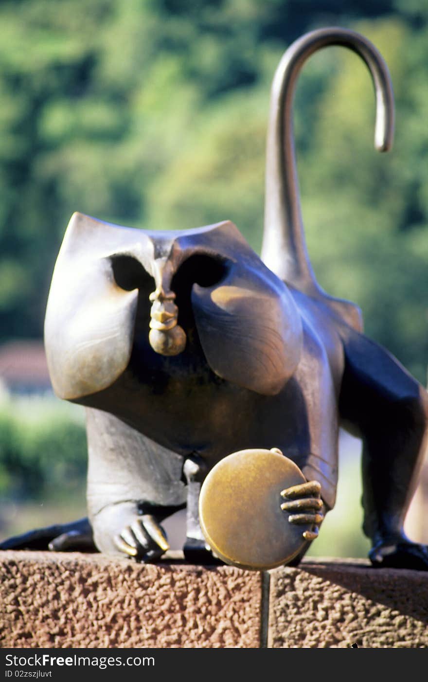 Monkey statue at the bridge in heidelberg