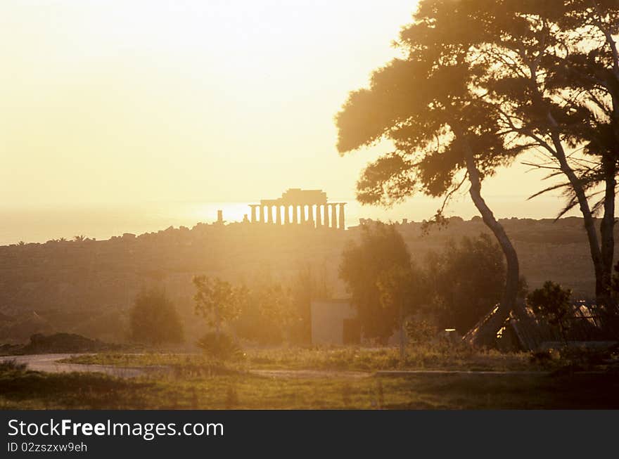 Old broken temple in sicily.