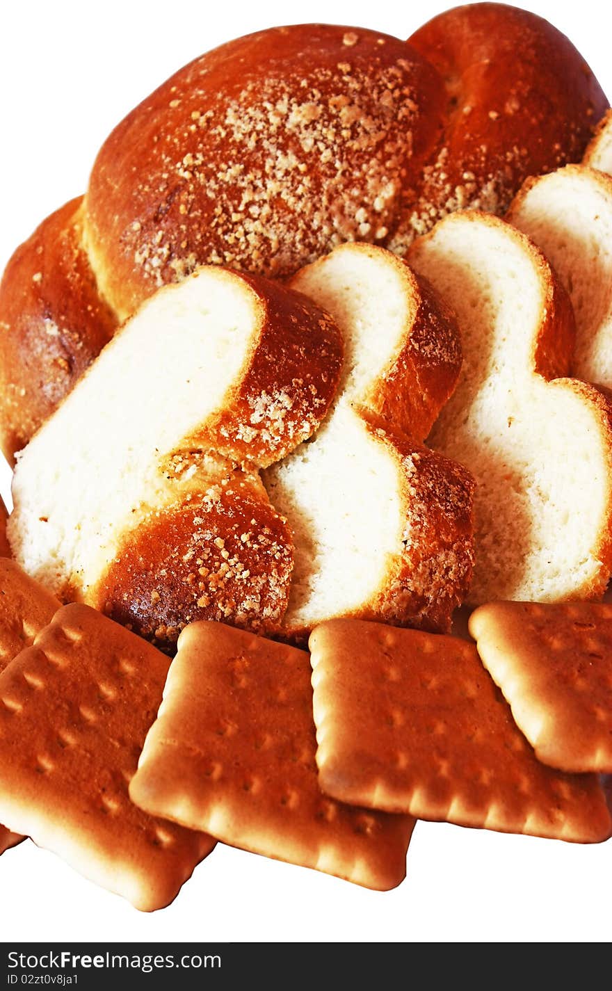 Bread and cookies isolated on white