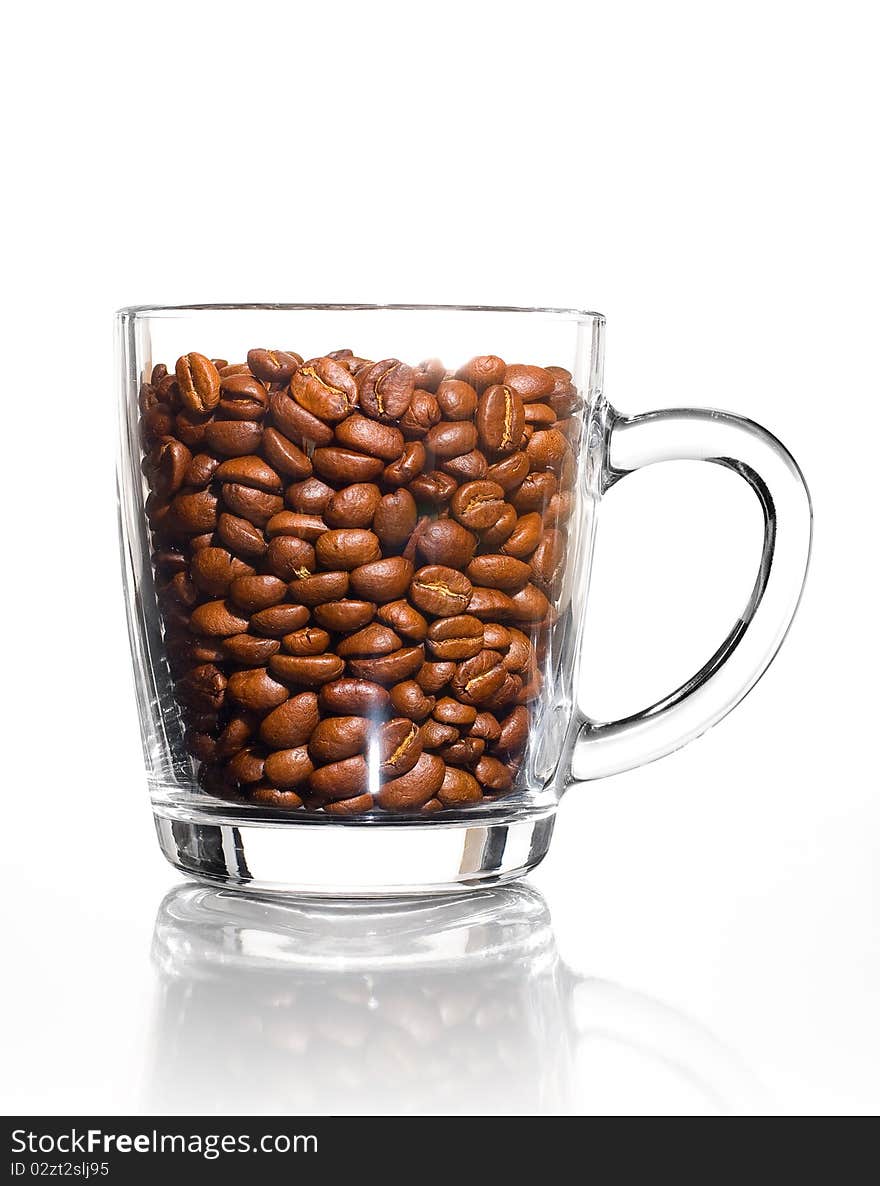 Glass cup of coffee isolated on a white