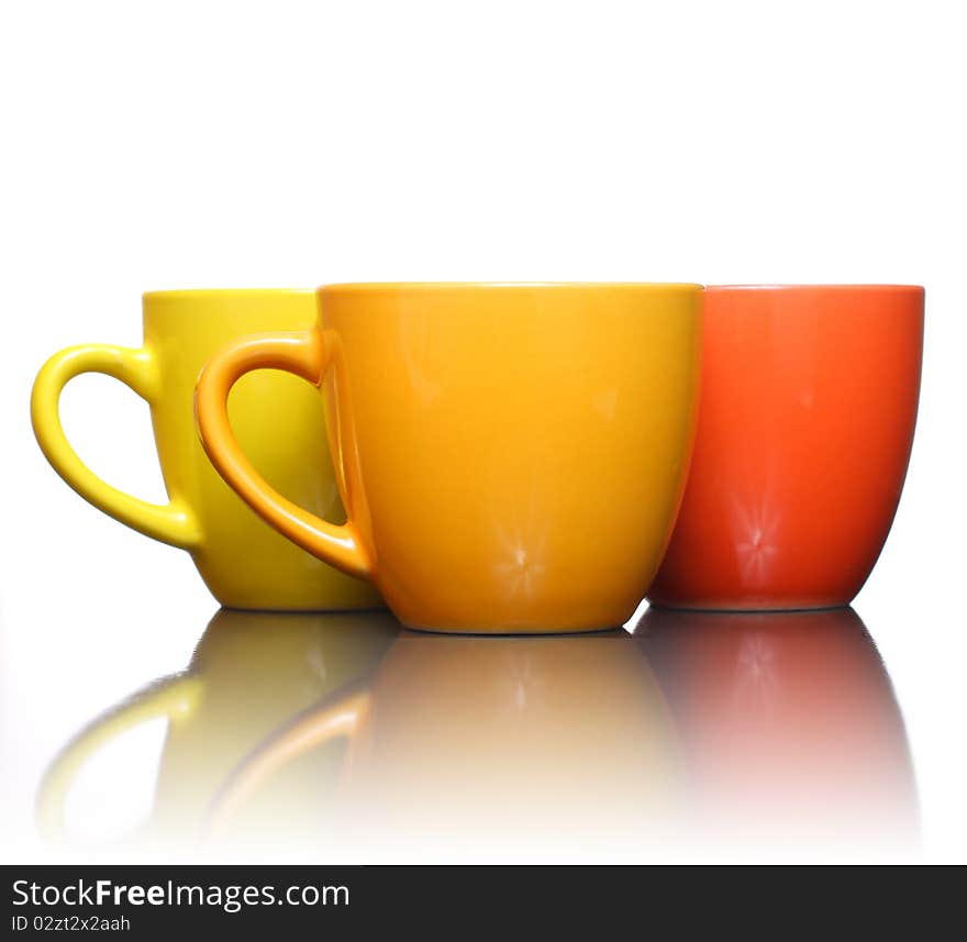 Color coffee cup on a white background