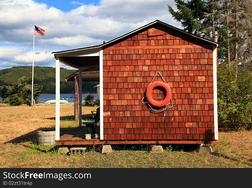 A charming boathouse on the Hood Canal in Washington