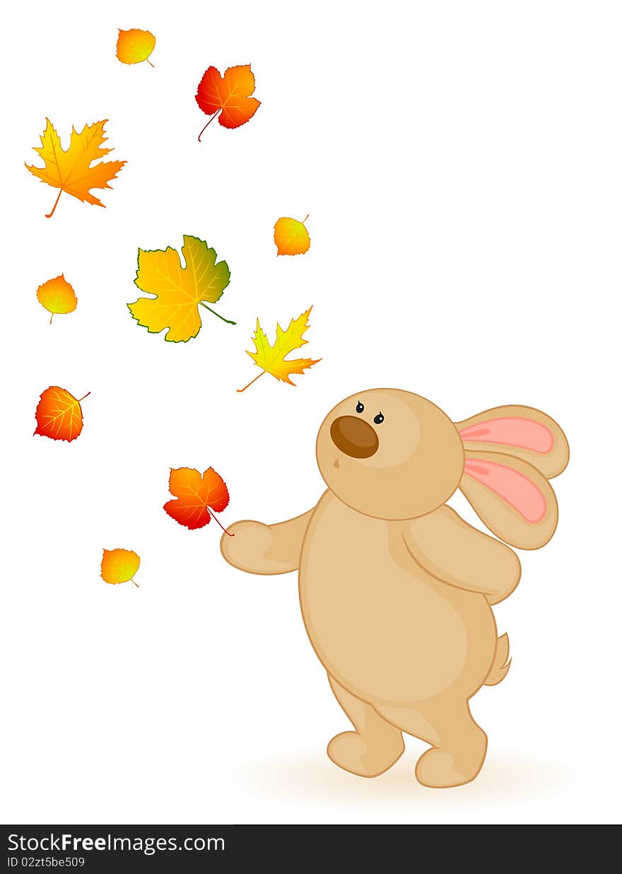 bunny with autumnal leaves