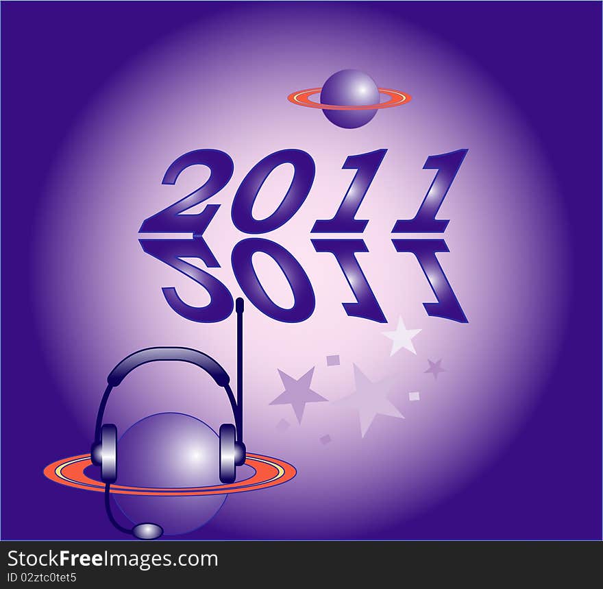 Purple planets and happy New Year. Purple planets and happy New Year