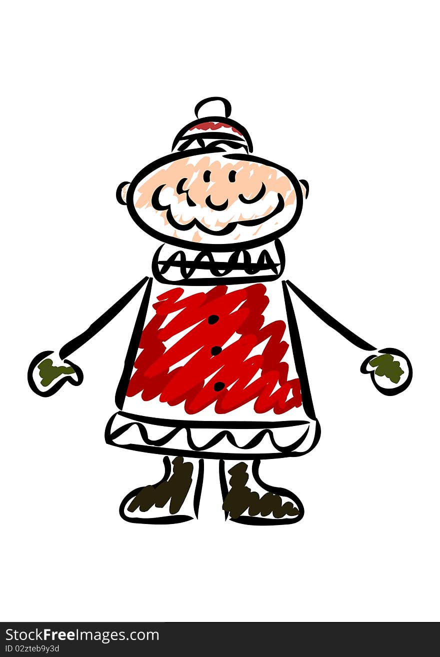 Colorful cartoon illustration of Santa Claus. Colorful cartoon illustration of Santa Claus